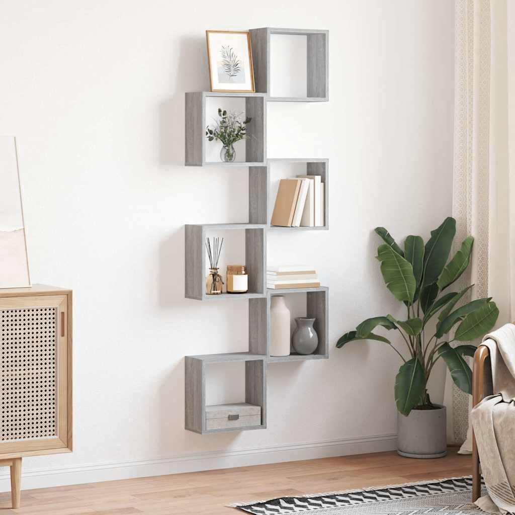 6 db szürke sonoma fali kockapolc 30 x 15 x 30 cm