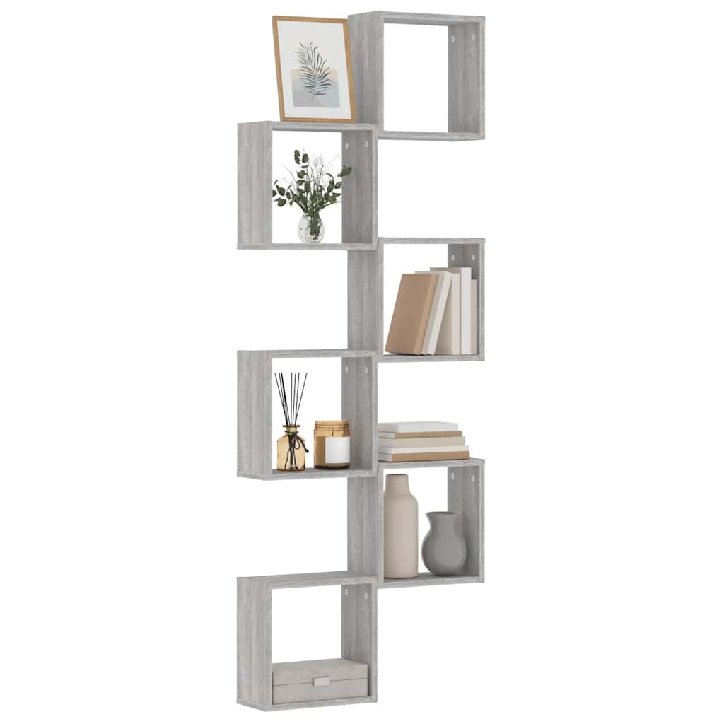 6 db szürke sonoma fali kockapolc 30 x 15 x 30 cm