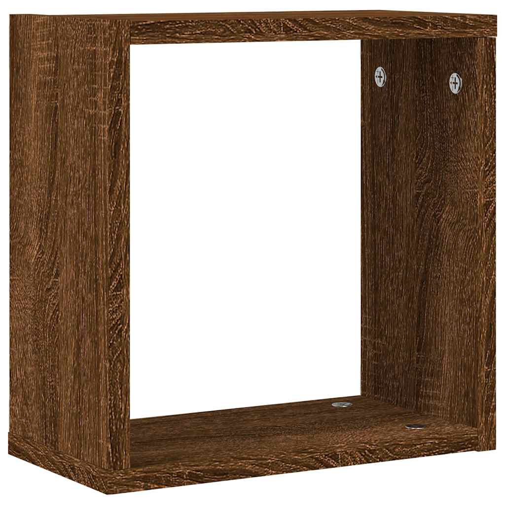 4 db barna tölgy színű fali kockapolc 30 x 15 x 30 cm