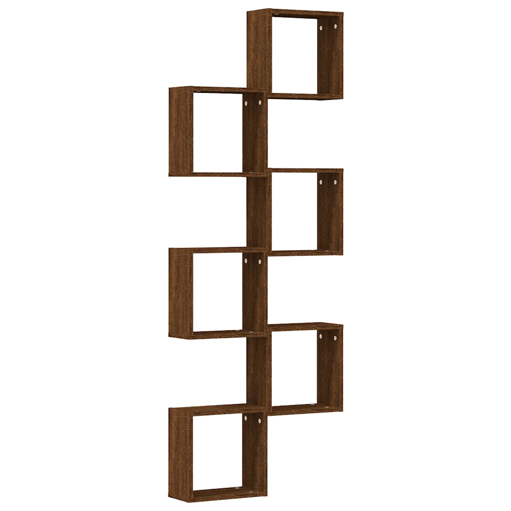 6 db barna tölgy színű fali kockapolc 30 x 15 x 30 cm