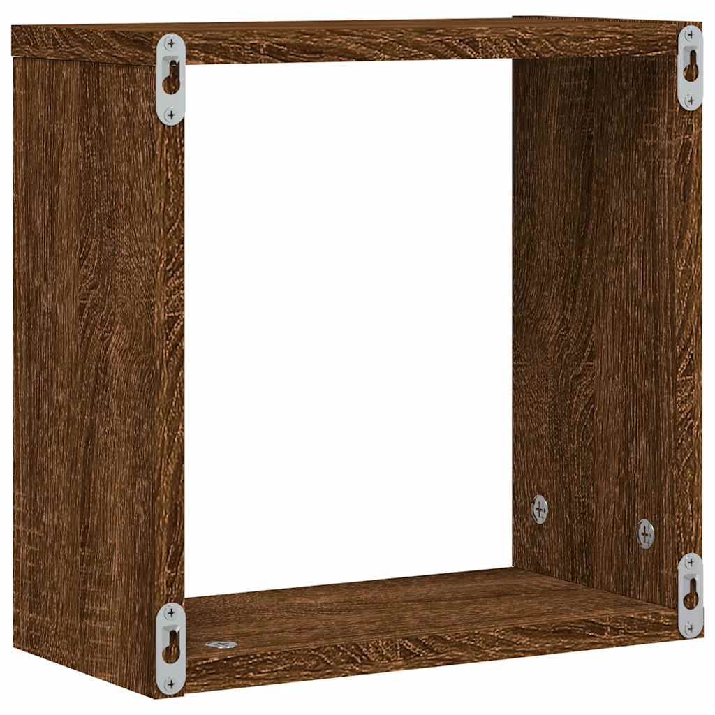 6 db barna tölgy színű fali kockapolc 30 x 15 x 30 cm