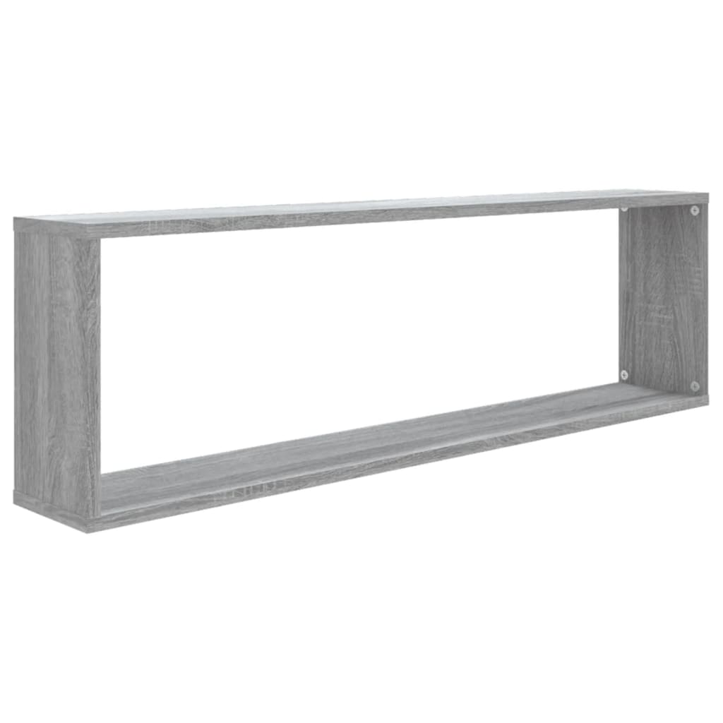 4 db szürke sonoma színű szerelt fa fali kockapolc 100x15x30 cm