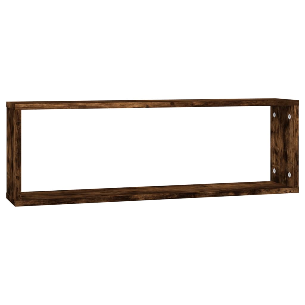 4 db füstös tölgy színű szerelt fa fali kockapolc 80x15x26,5 cm