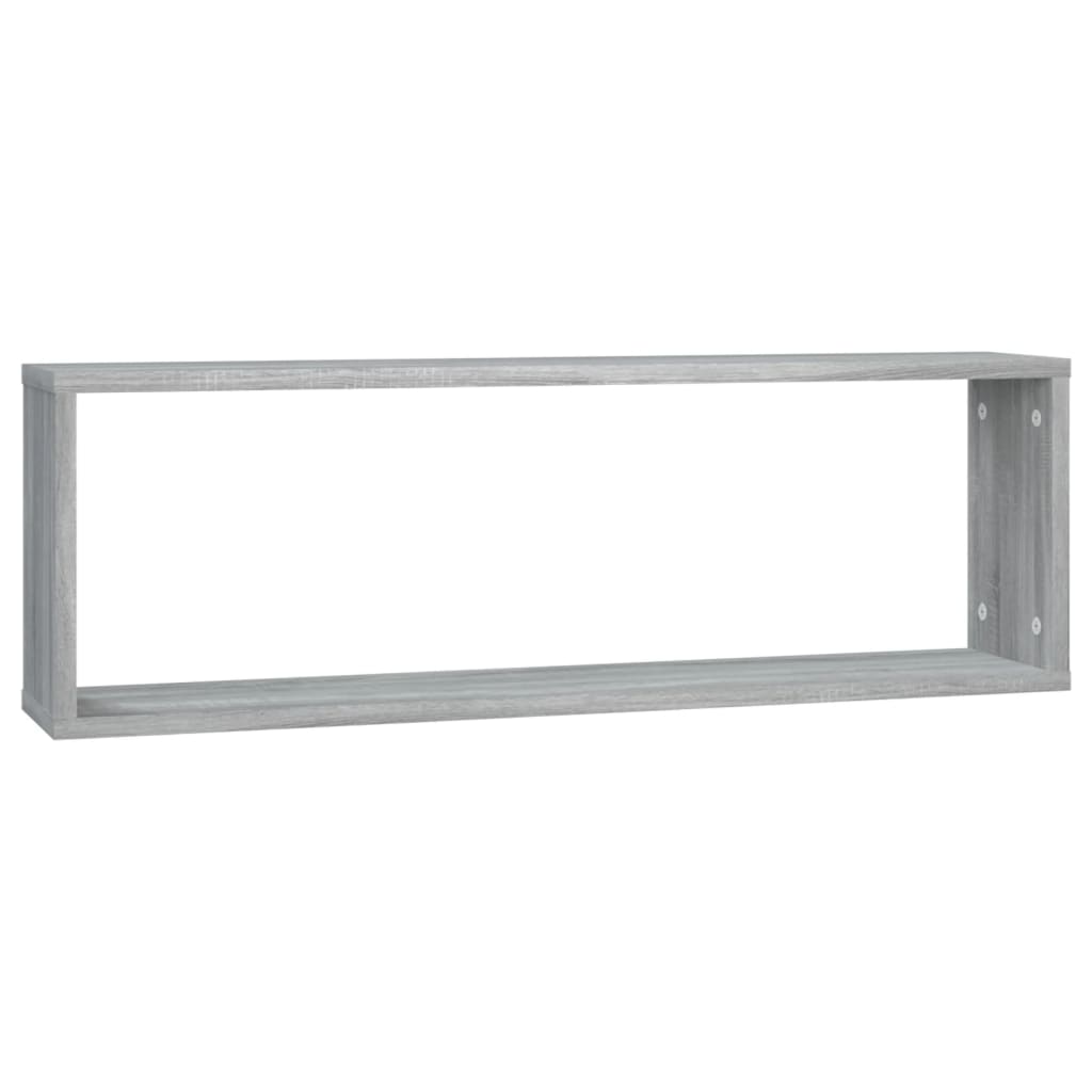 2 db szürke sonoma színű szerelt fa fali kockapolc 80x15x26,5cm