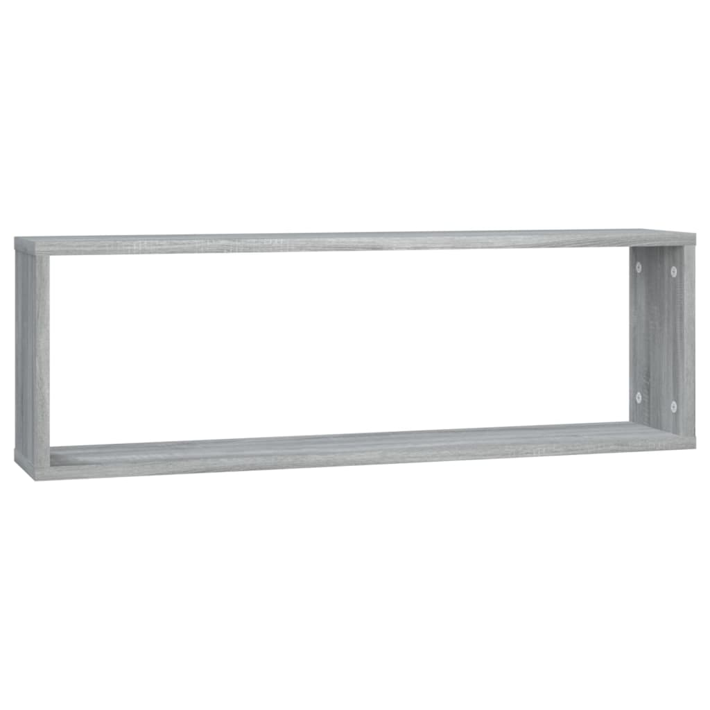 4 db szürke sonoma színű szerelt fa fali kockapolc 80x15x26,5cm