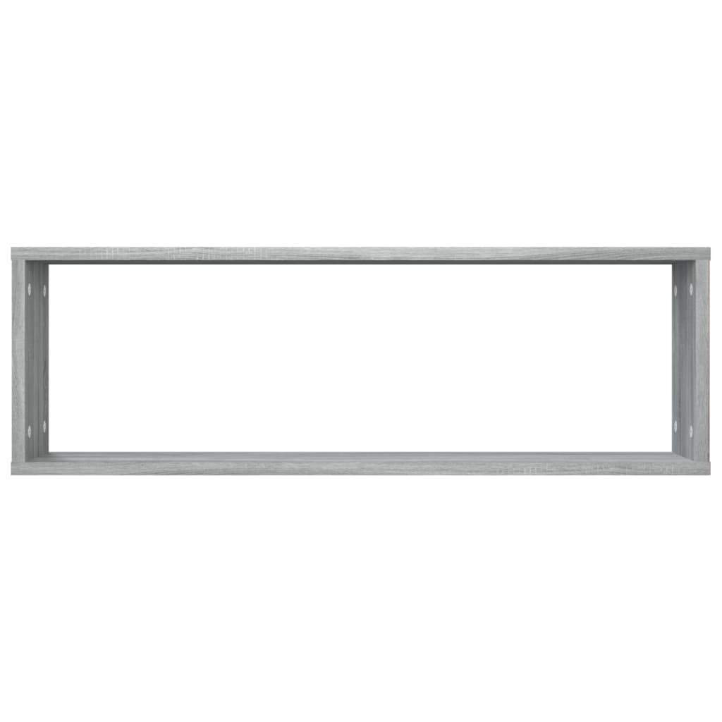 4 db szürke sonoma színű szerelt fa fali kockapolc 80x15x26,5cm