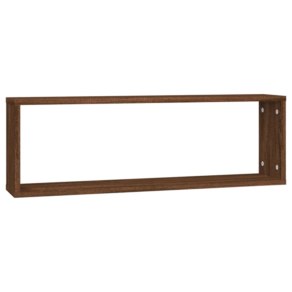 4 db barna tölgyszínű szerelt fa fali kockapolc 80x15x26,5 cm