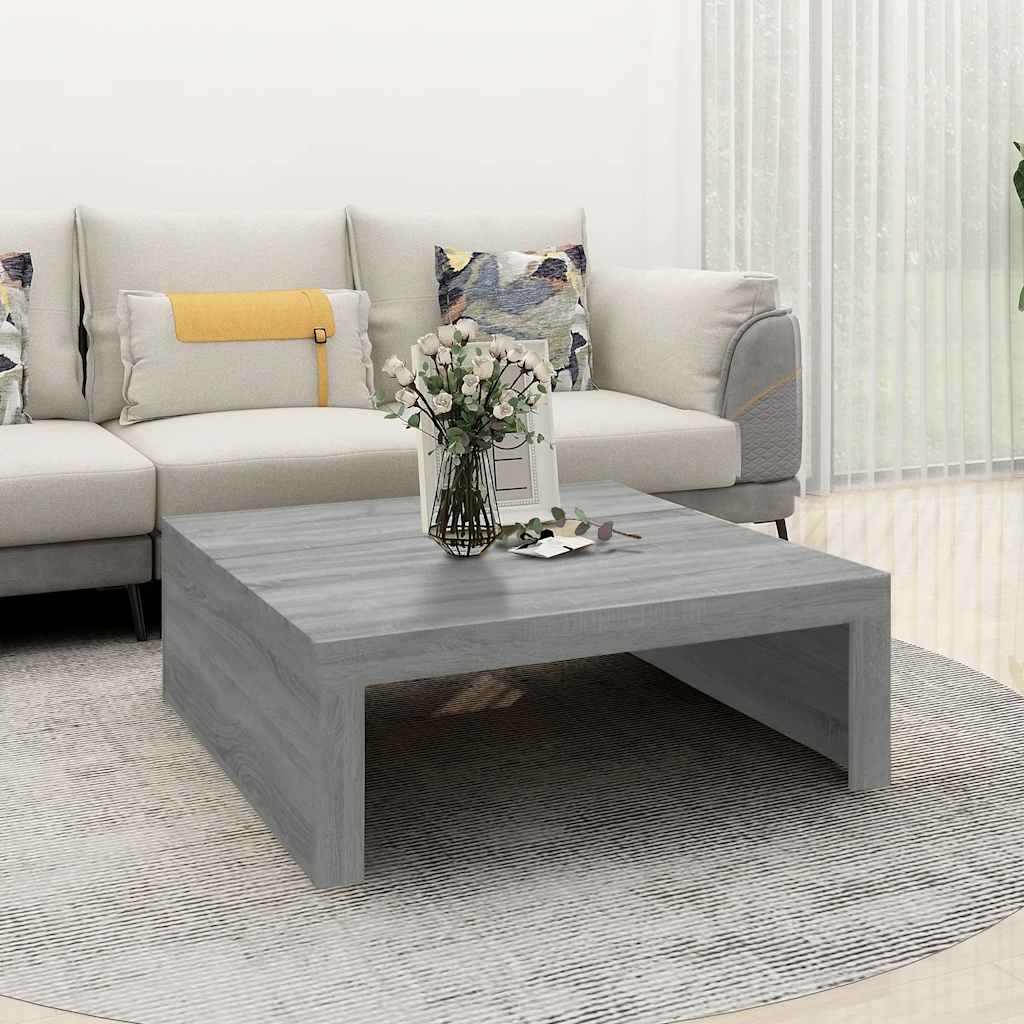 szürke sonoma színű szerelt fa dohányzóasztal 100 x 100 x 35 cm