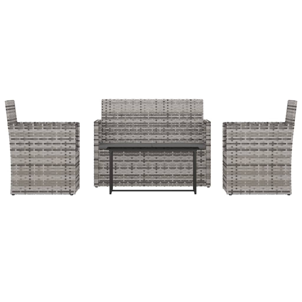 4 részes szürke polyrattan kültéri ülőgarnitúra párnákkal