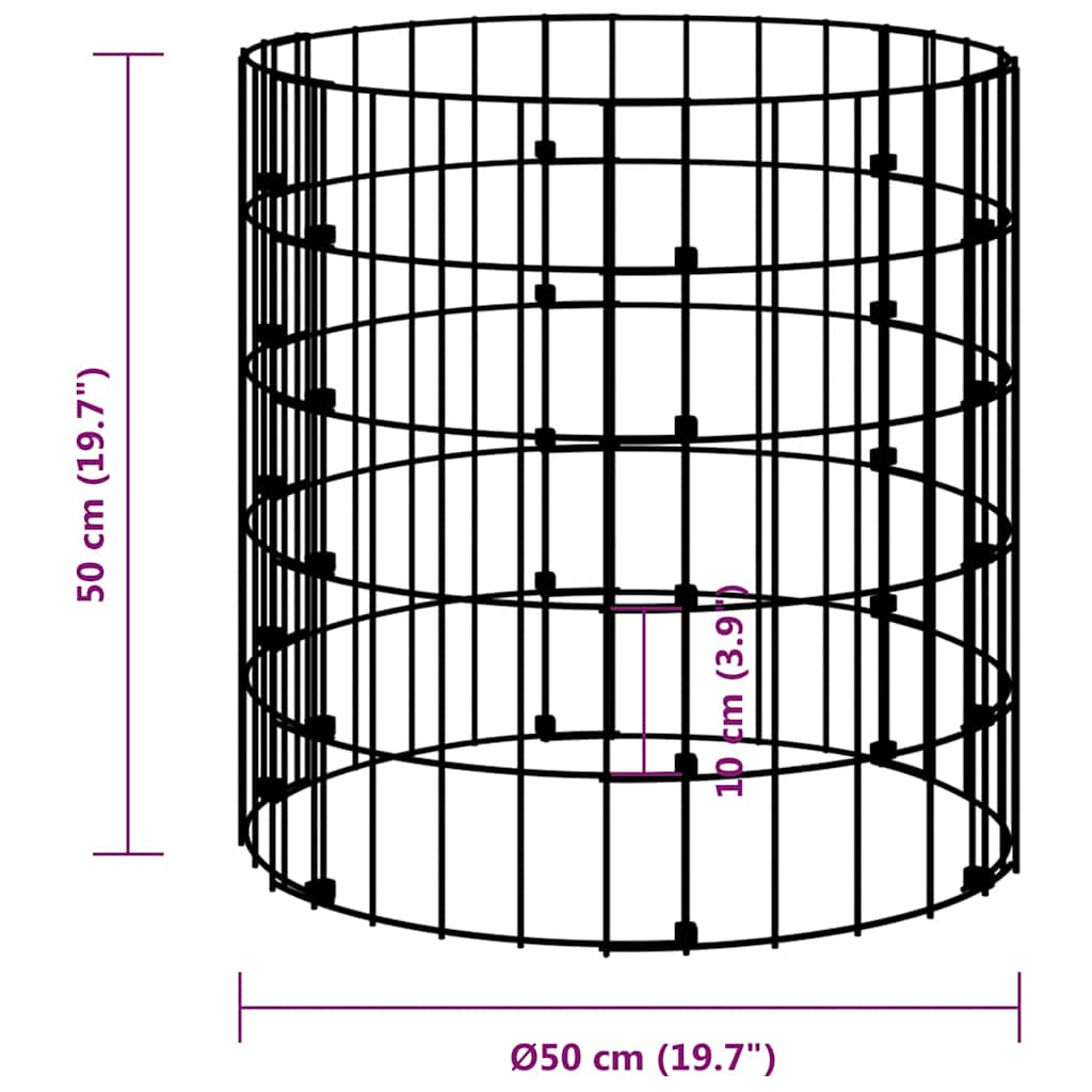 kör alakú horganyzott acél gabion oszlop Ø50 x 50 cm