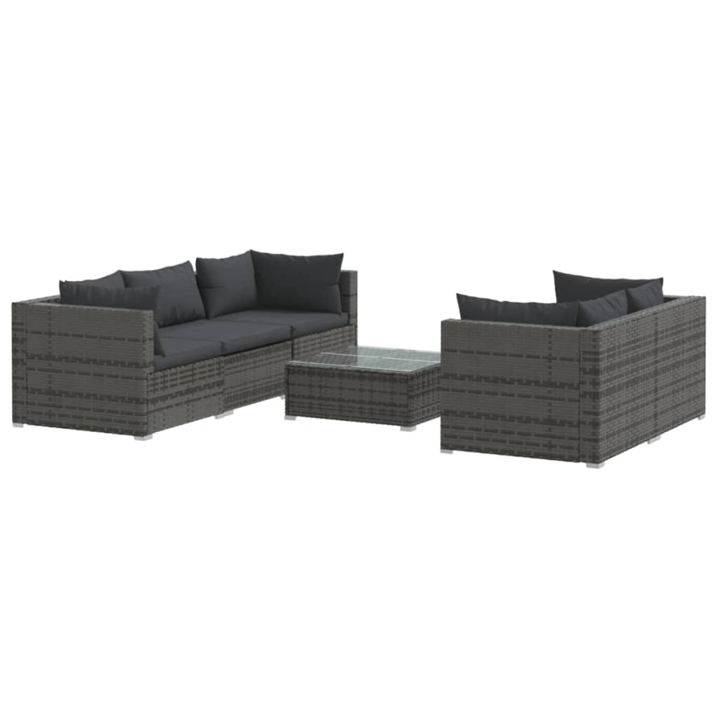 6 részes szürke polyrattan kerti ülőgarnitúra párnákkal