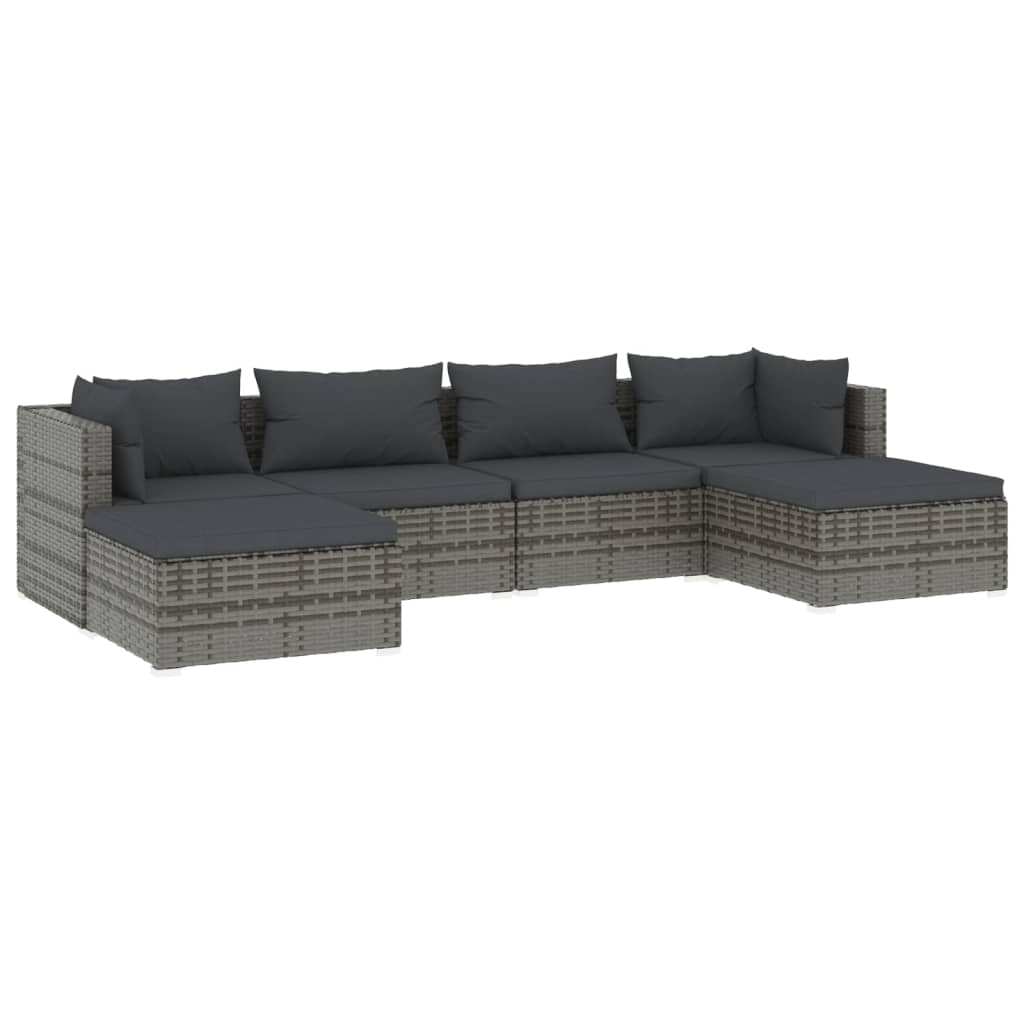 6 részes szürke polyrattan kerti ülőgarnitúra párnákkal
