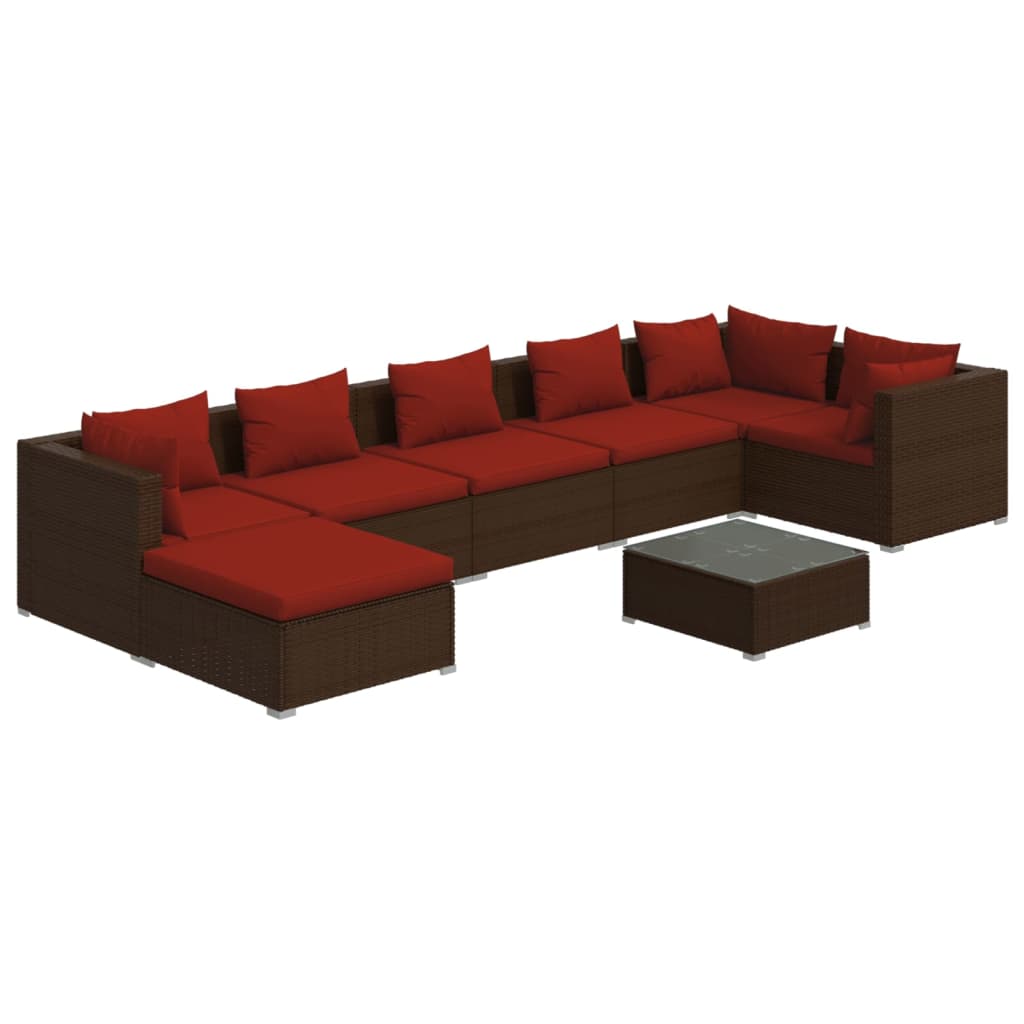 8 részes barna polyrattan kerti ülőgarnitúra párnákkal