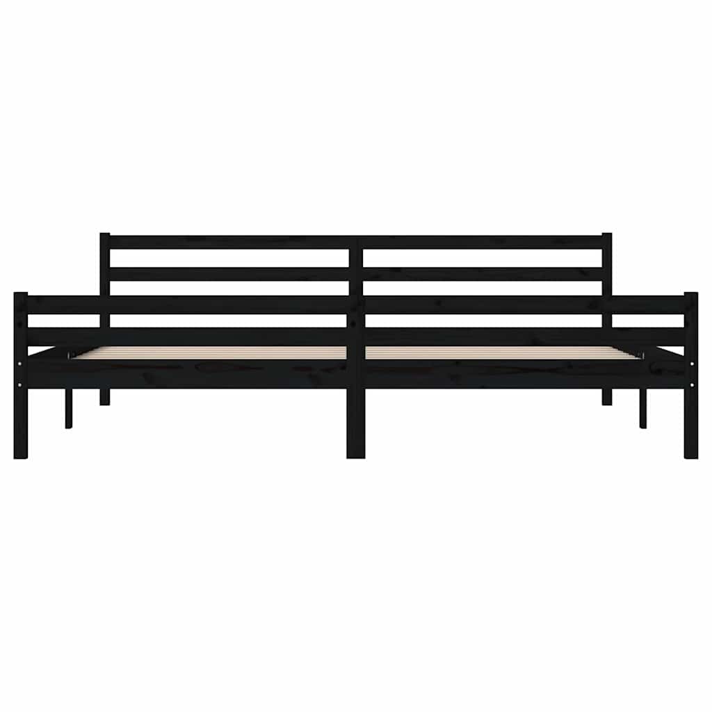 fekete tömör fa ágykeret 200x200 cm