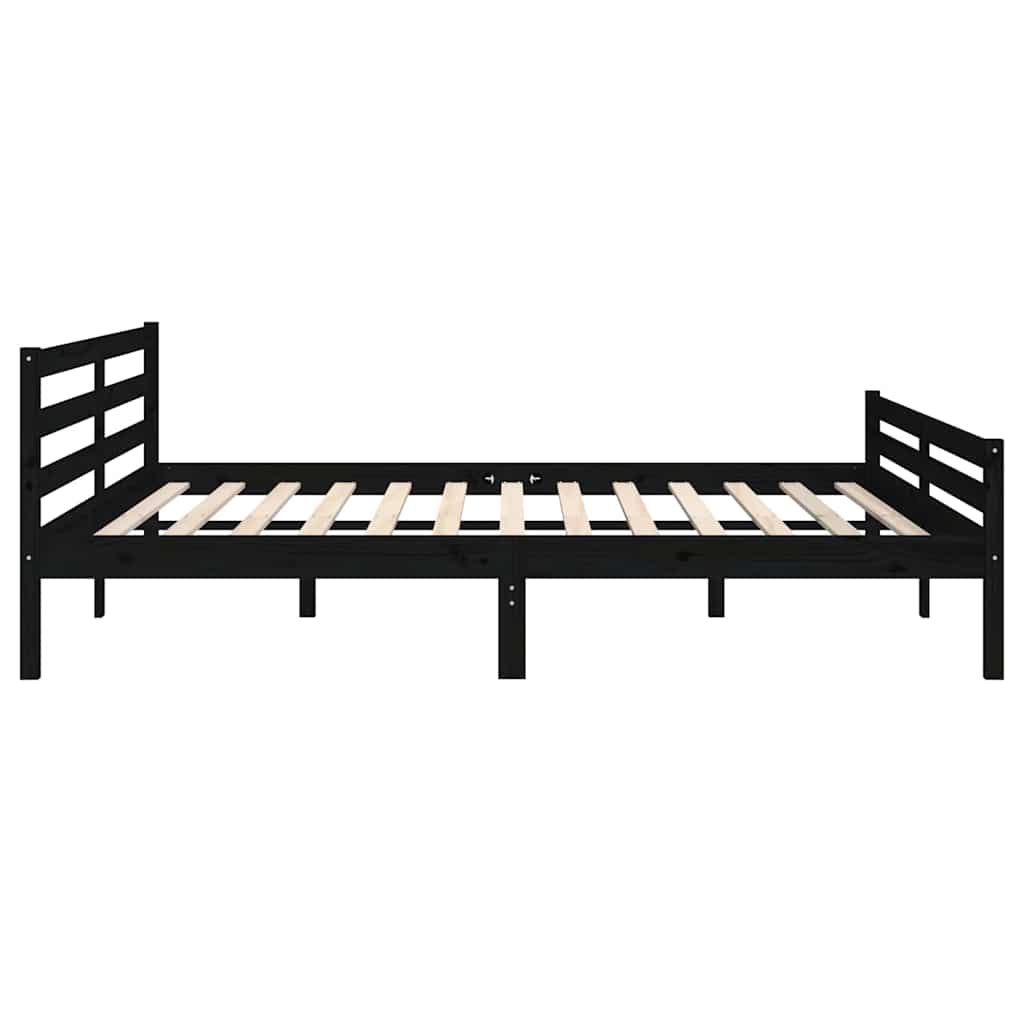 fekete tömör fa ágykeret 200x200 cm