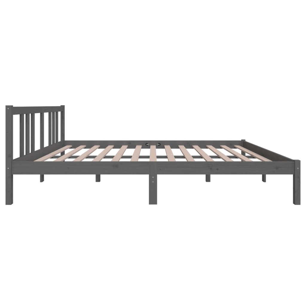 King Size szürke tömör fa ágykeret 150 x 200 cm