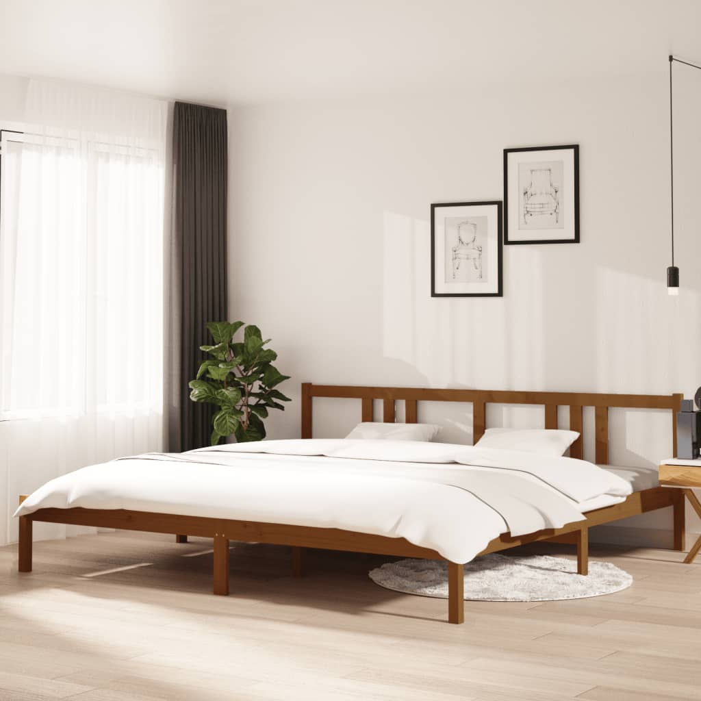mézbarna tömör fa ágykeret 200x200 cm