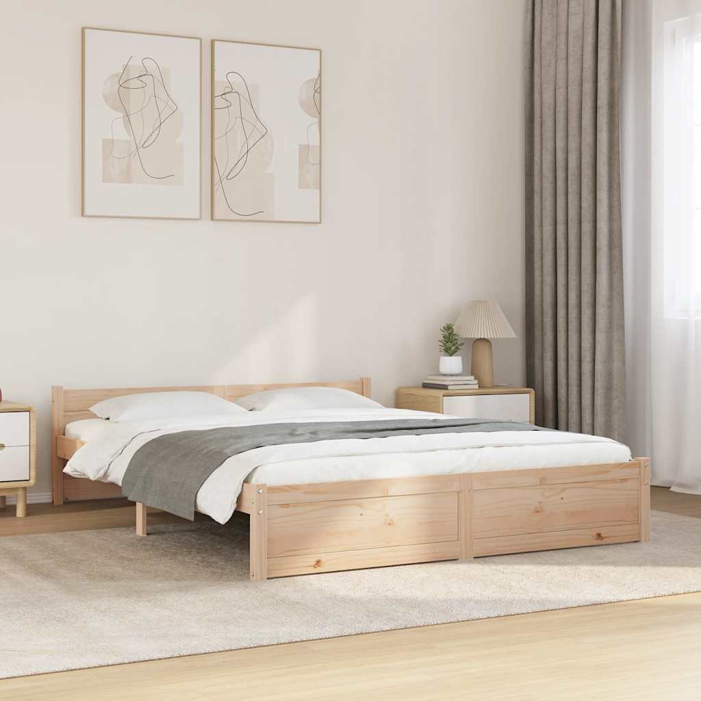 King Size tömör fa ágykeret 150 x 200 cm