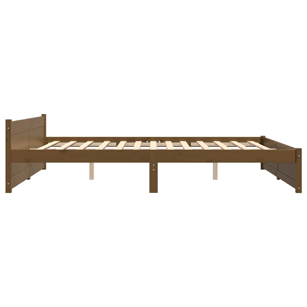 mézbarna tömör fa ágykeret 200x200 cm