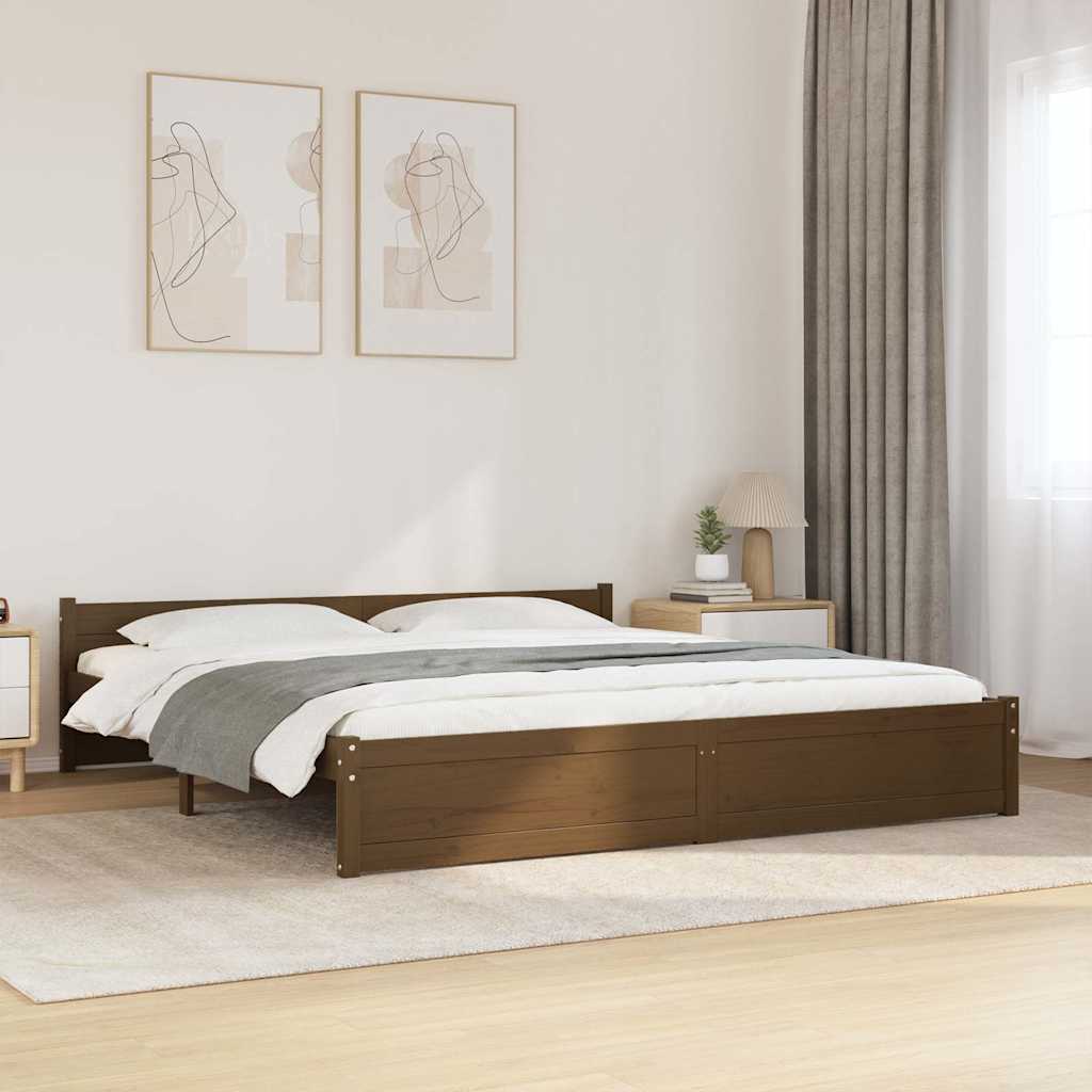 mézbarna tömör fa ágykeret 200x200 cm
