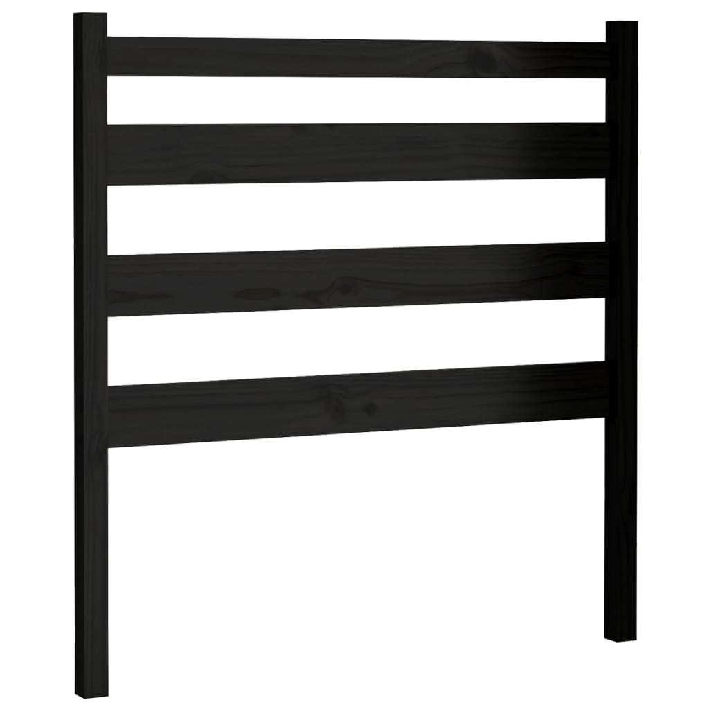 fekete tömör fenyőfa ágyfejtámla 81 x 4 x 100 cm