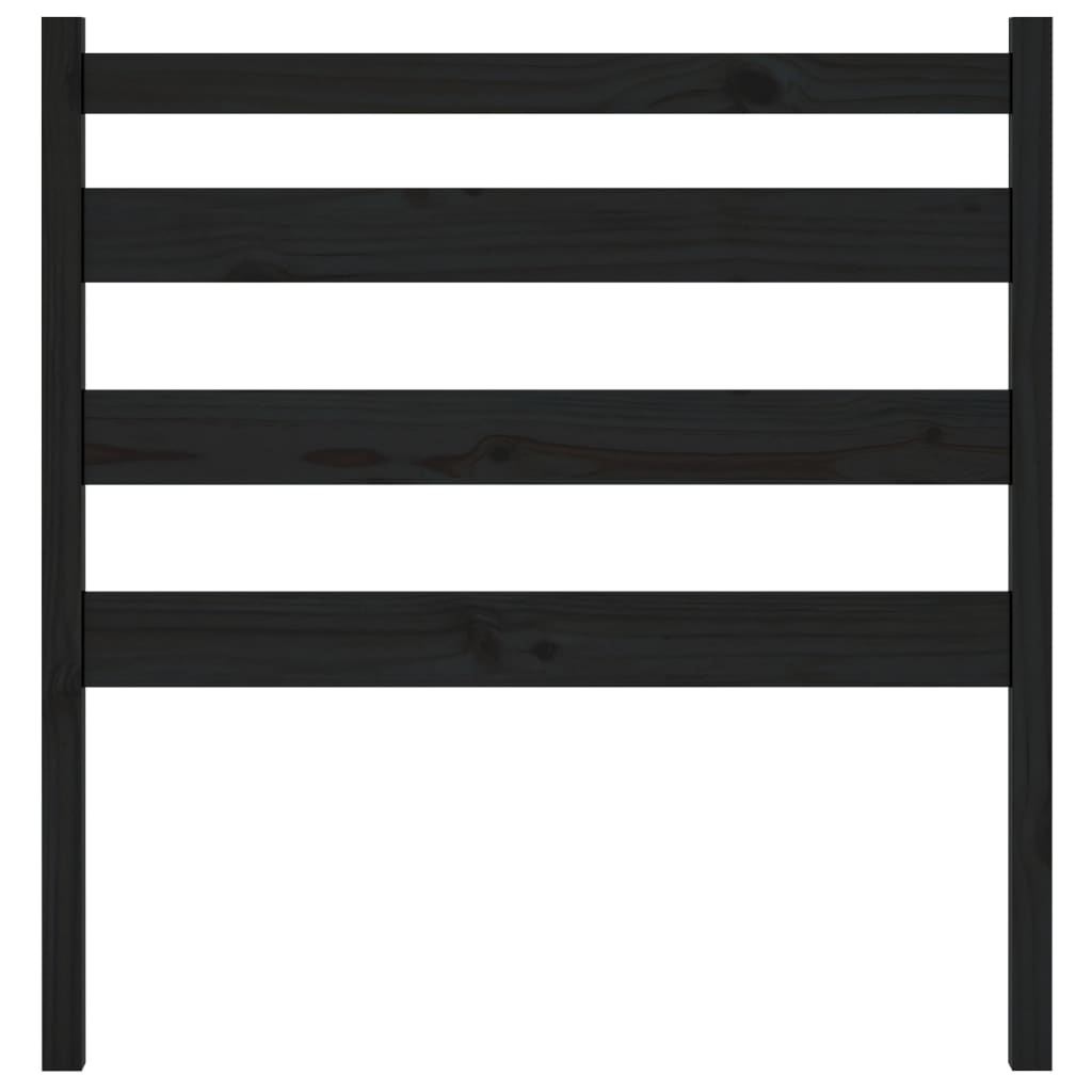 fekete tömör fenyőfa ágyfejtámla 81 x 4 x 100 cm