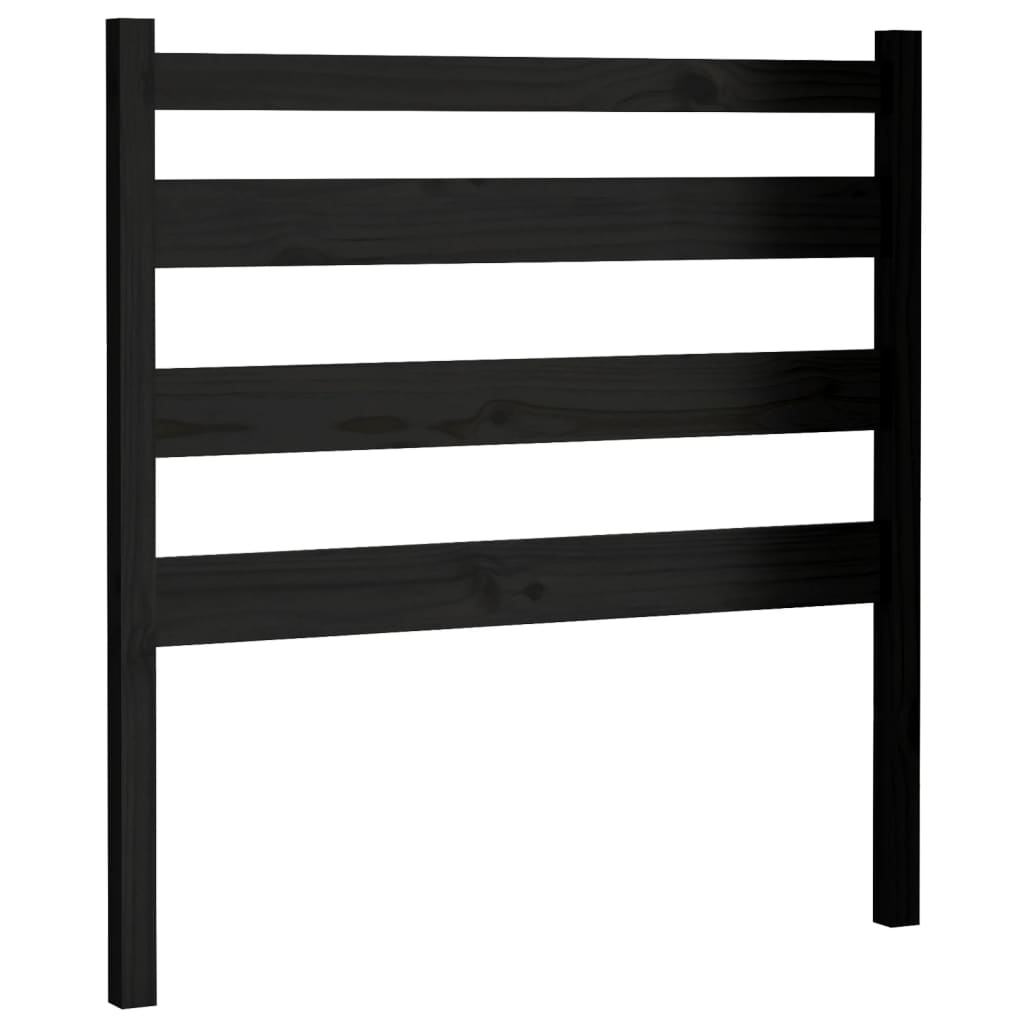 fekete tömör fenyőfa ágyfejtámla 96 x 4 x 100 cm