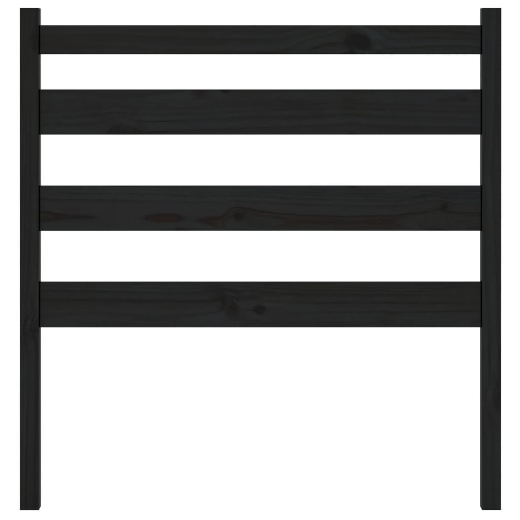 fekete tömör fenyőfa ágyfejtámla 106 x 4 x 100 cm