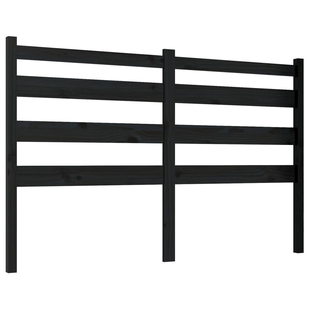 fekete tömör fenyőfa ágyfejtámla 186 x 4 x 100 cm