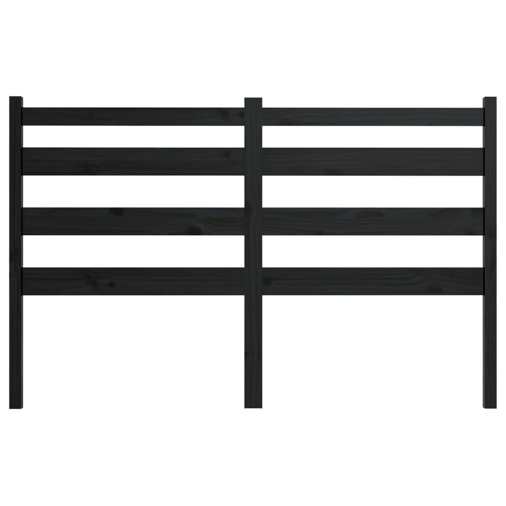 fekete tömör fenyőfa ágyfejtámla 206 x 4 x 100 cm