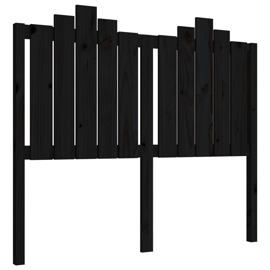 fekete tömör fenyőfa ágyfejtámla 126x4x110 cm