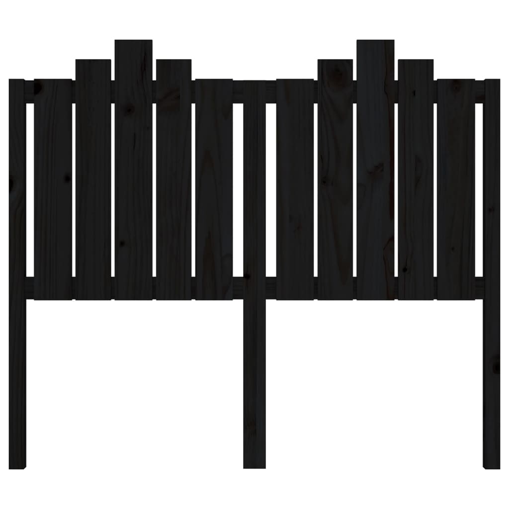 fekete tömör fenyőfa ágyfejtámla 126x4x110 cm