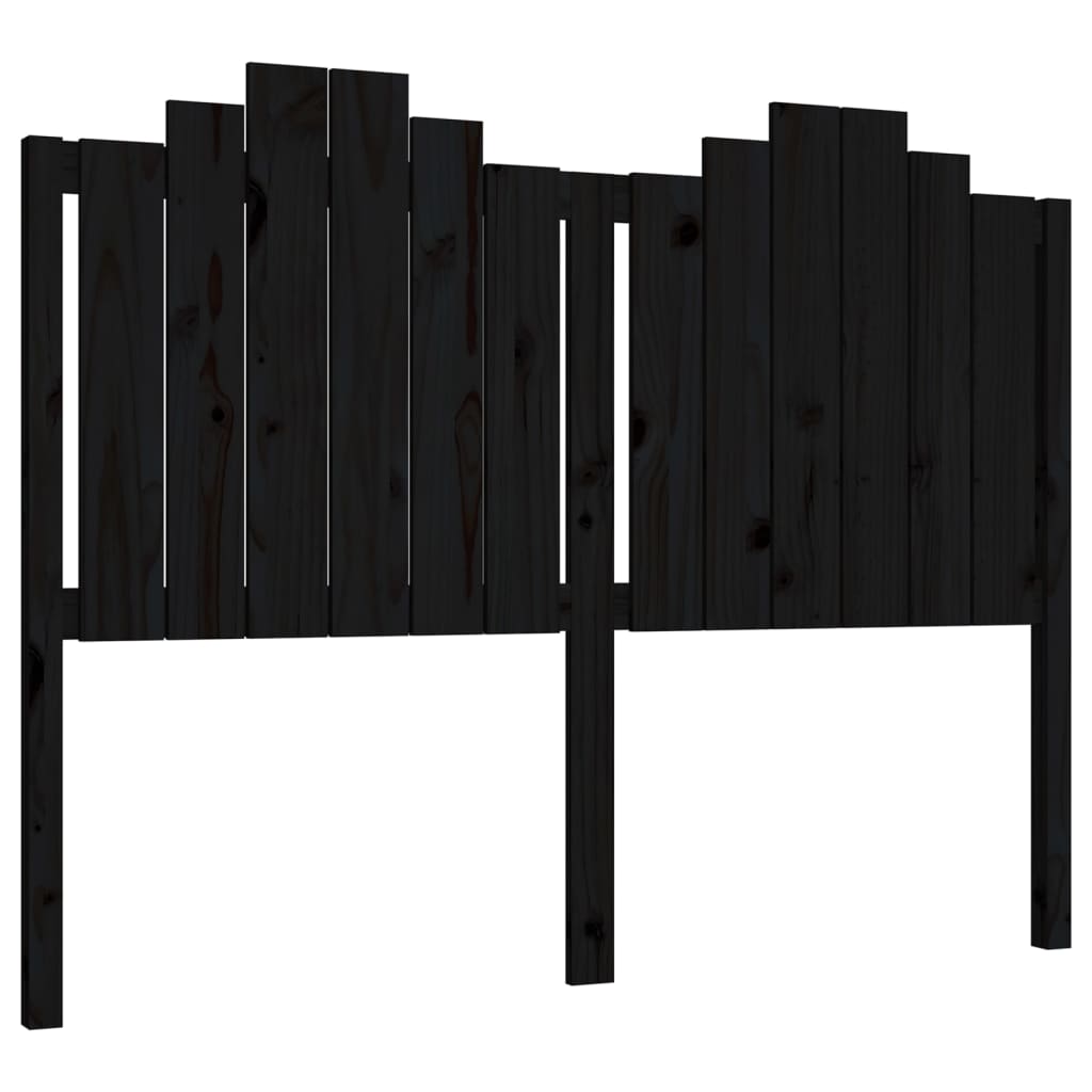 fekete tömör fenyőfa ágyfejtámla 146x4x110 cm