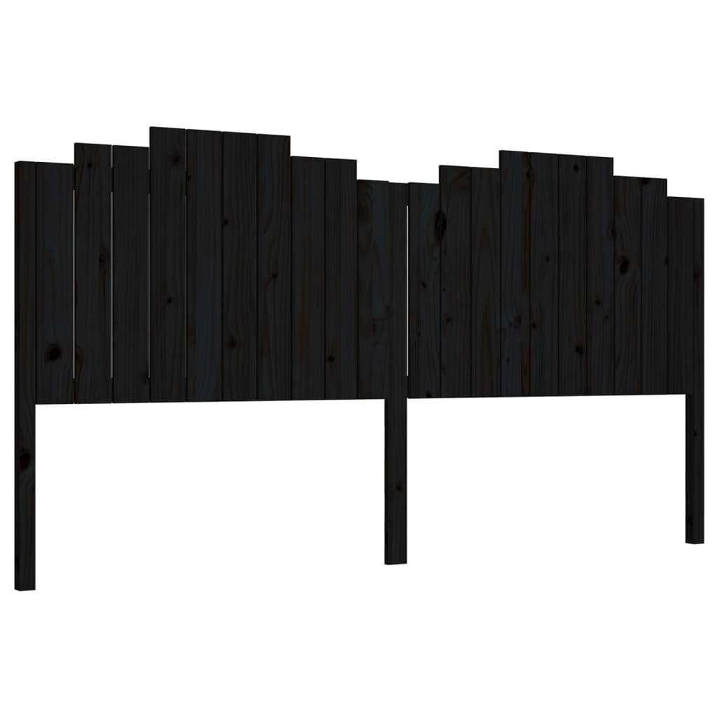 fekete tömör fenyőfa ágyfejtámla 206x4x110 cm