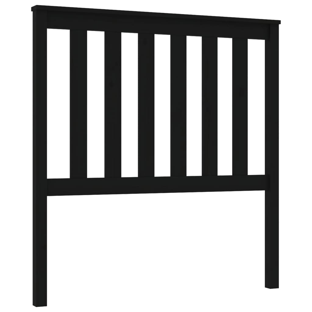 fekete tömör fenyőfa ágyfejtámla 96 x 6 x 101 cm