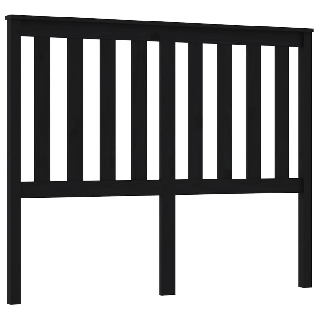 fekete tömör fenyőfa ágyfejtámla 126 x 6 x 101 cm