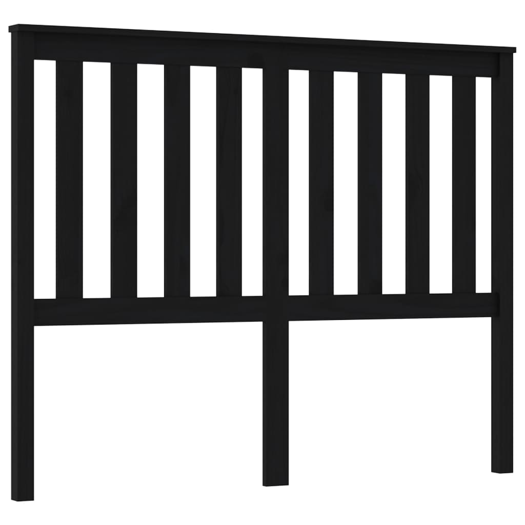 fekete tömör fenyőfa ágyfejtámla 146 x 6 x 101 cm