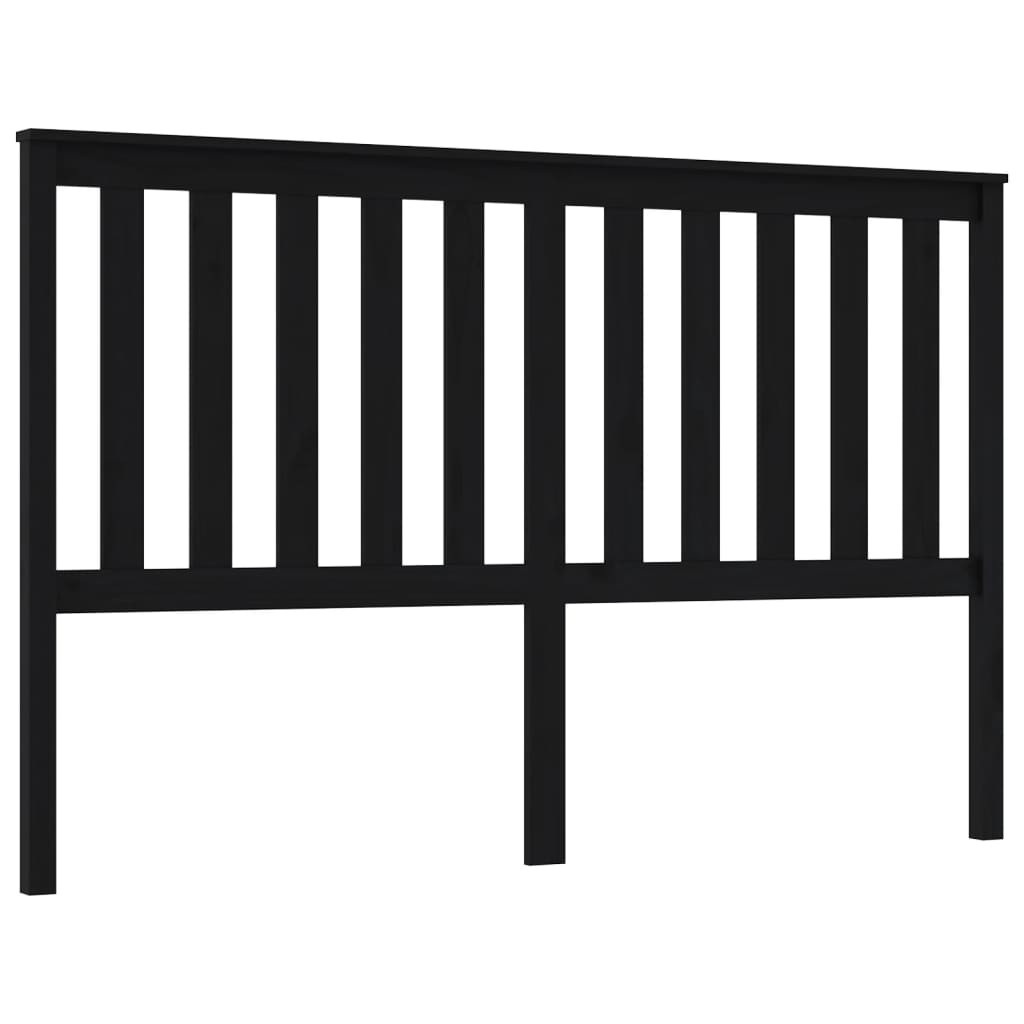 fekete tömör fenyőfa ágyfejtámla 166 x 6 x 101 cm