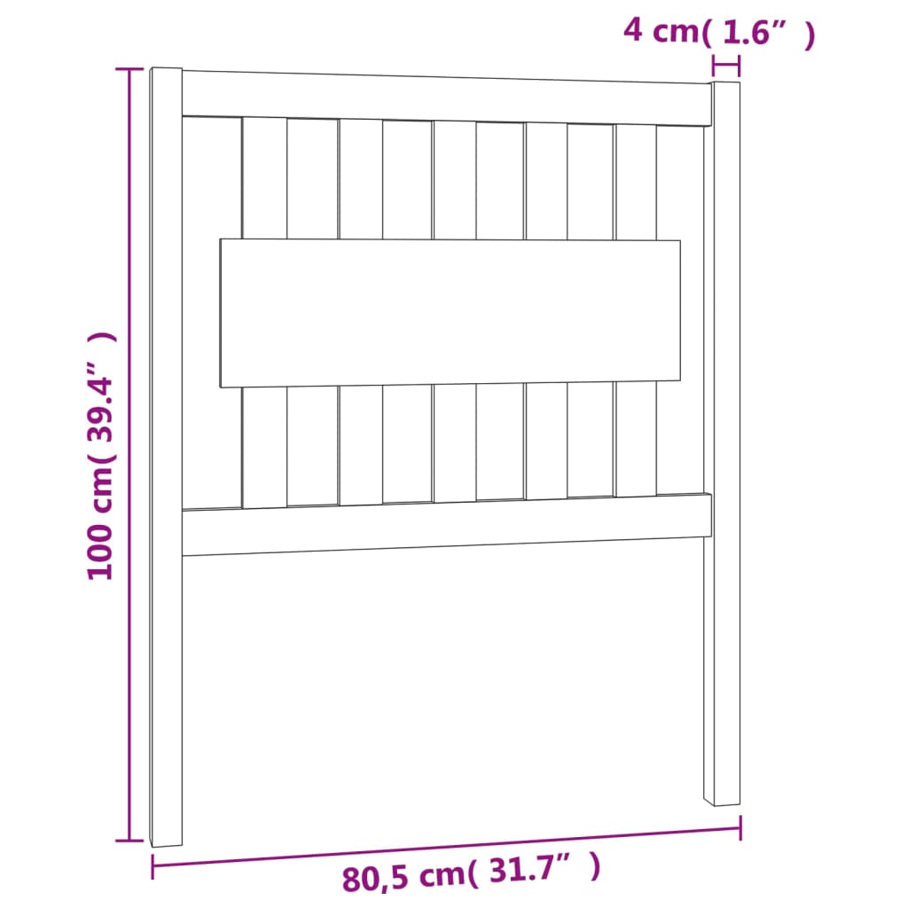 fehér tömör fenyőfa ágyfejtámla 80,5x4x100 cm