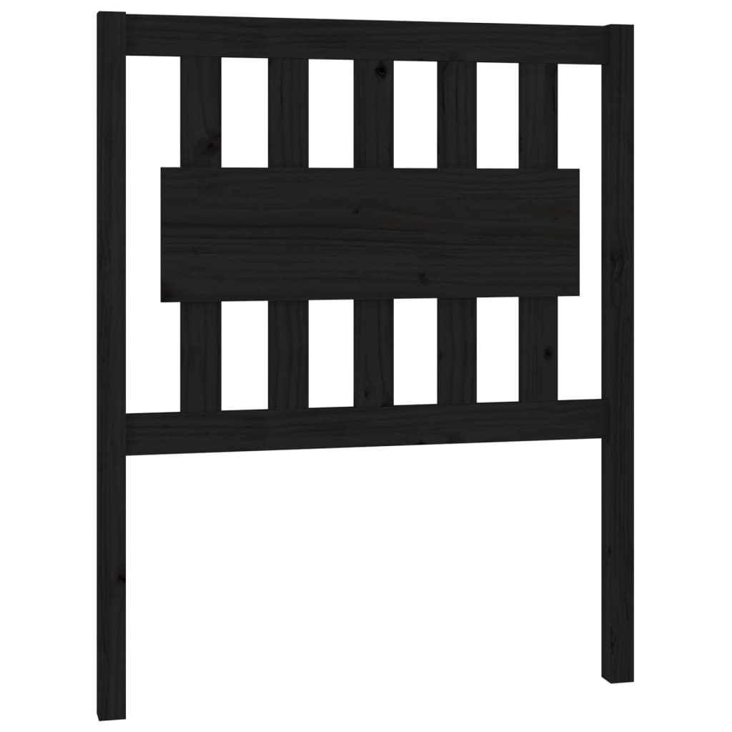 fekete tömör fenyőfa ágyfejtámla 80,5 x 4 x 100 cm