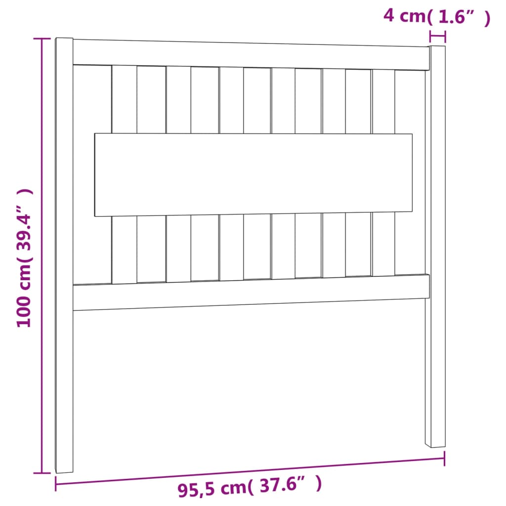 fehér tömör fenyőfa ágyfejtámla 95,5 x 4 x 100 cm