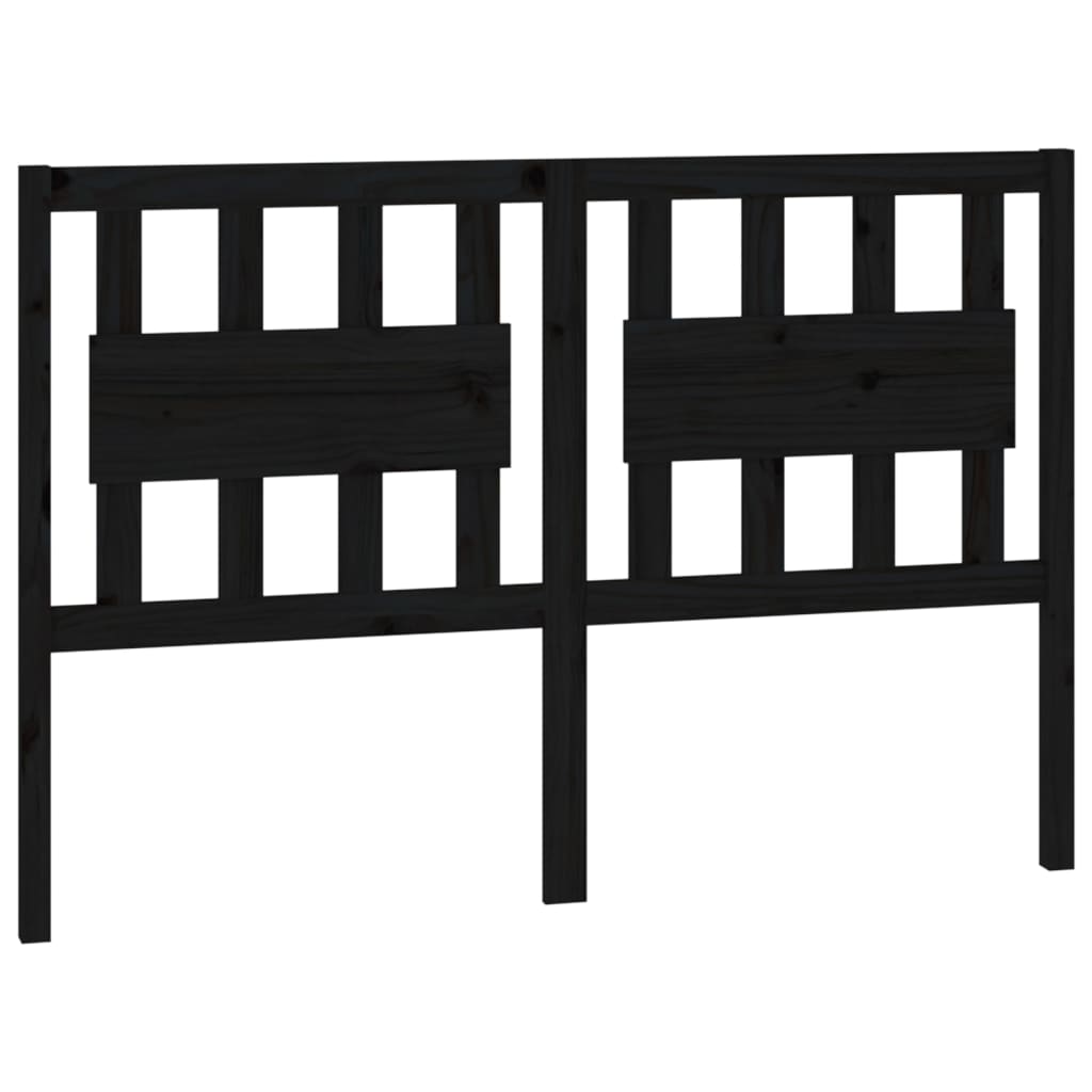 fekete tömör fenyőfa ágyfejtámla 125,5 x 4 x 100 cm