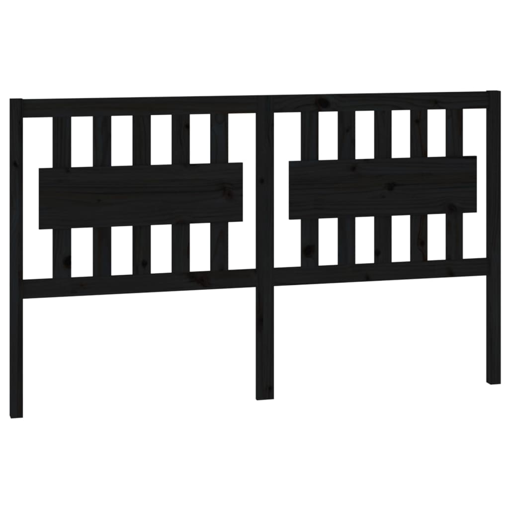 fekete tömör fenyőfa ágyfejtámla 155,5x4x100 cm
