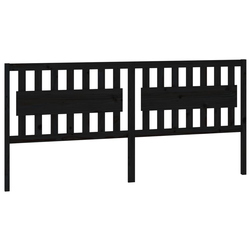 fekete tömör fenyőfa ágyfejtámla 205,5 x 4 x 100 cm