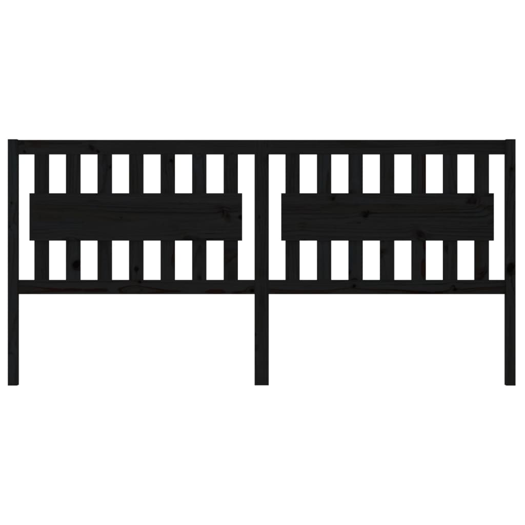 fekete tömör fenyőfa ágyfejtámla 205,5 x 4 x 100 cm