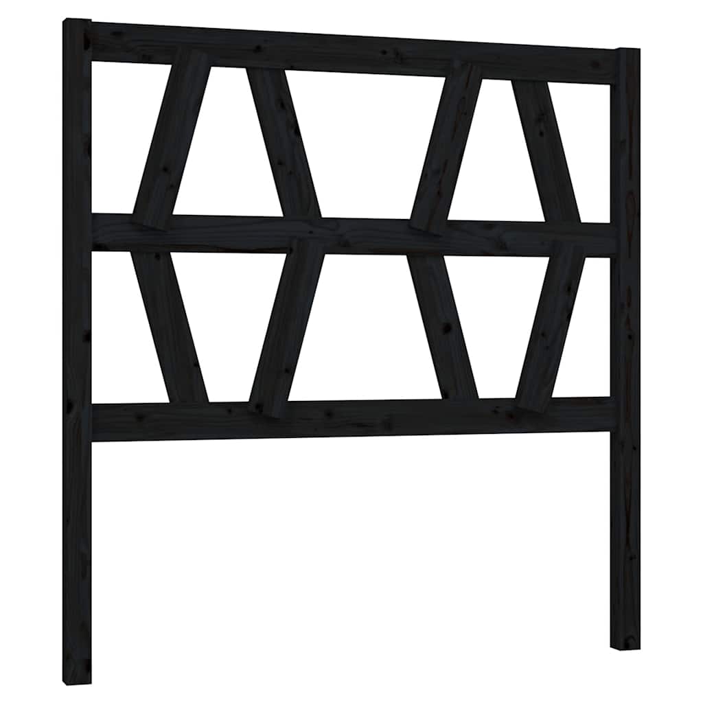 fekete tömör fenyőfa ágyfejtámla 81 x 4 x 100 cm