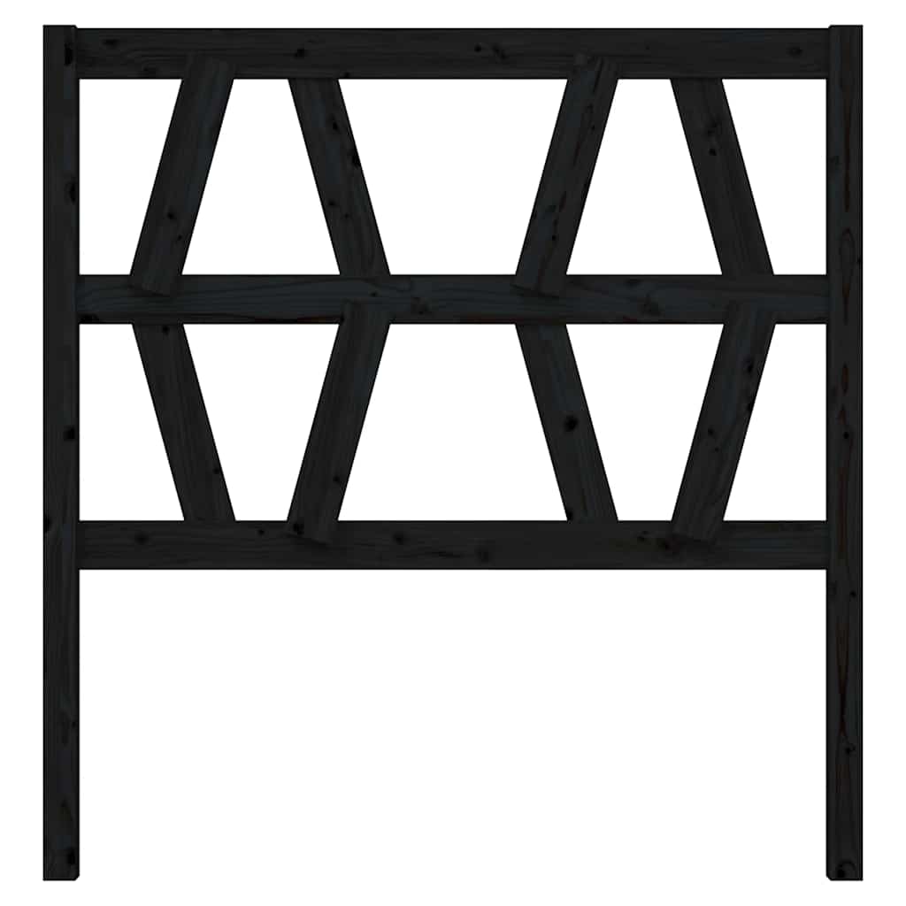 fekete tömör fenyőfa ágyfejtámla 81 x 4 x 100 cm