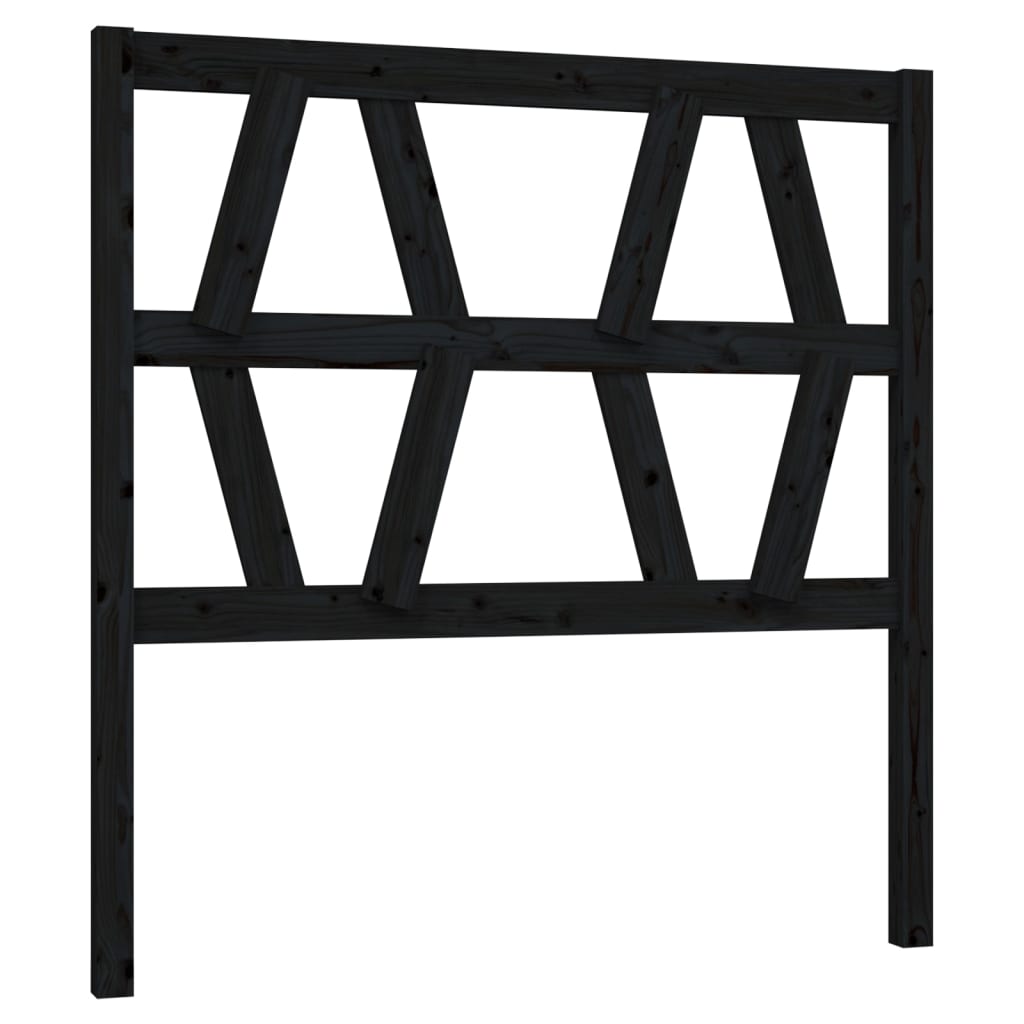 fekete tömör fenyőfa ágyfejtámla 96 x 4 x 100 cm
