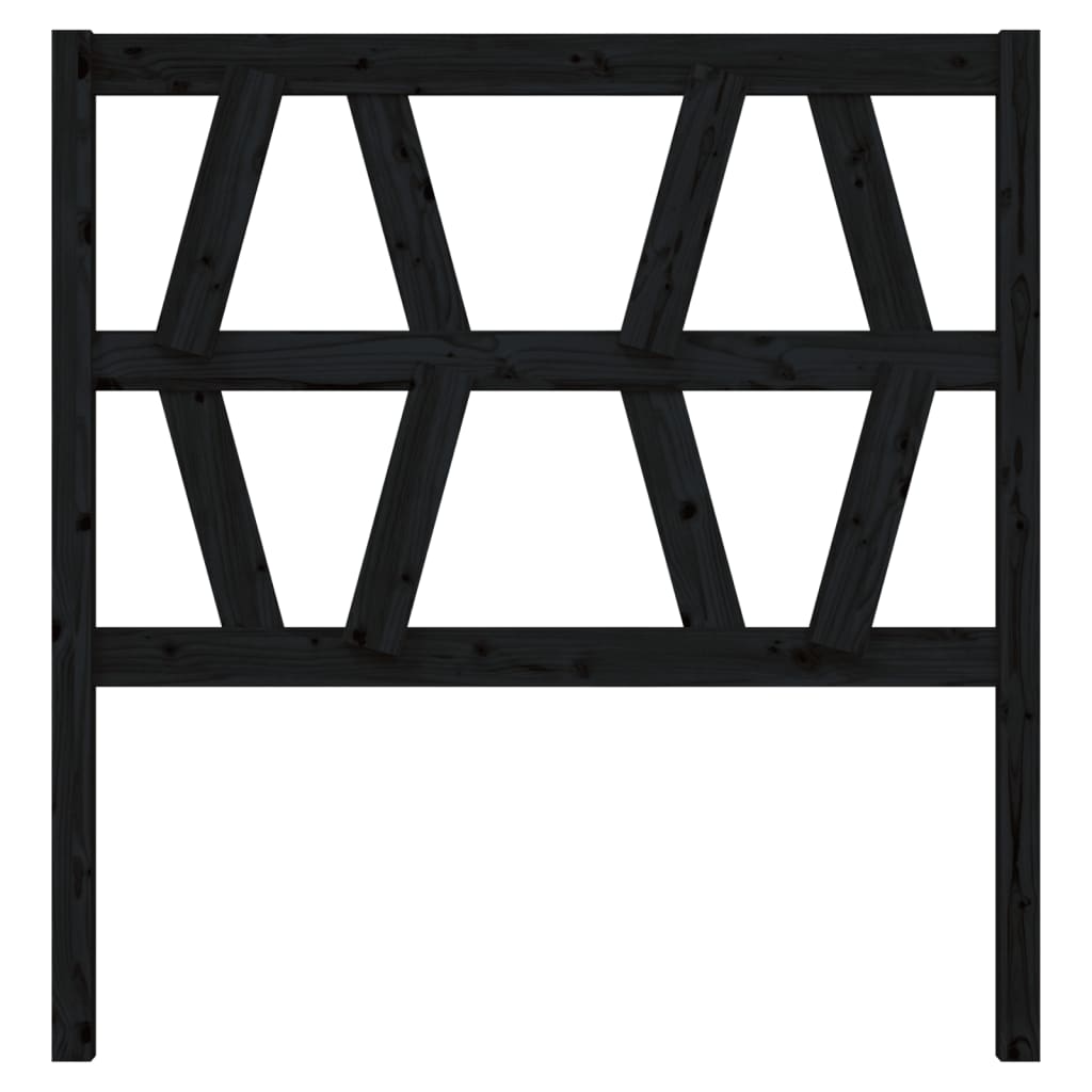 fekete tömör fenyőfa ágyfejtámla 96 x 4 x 100 cm