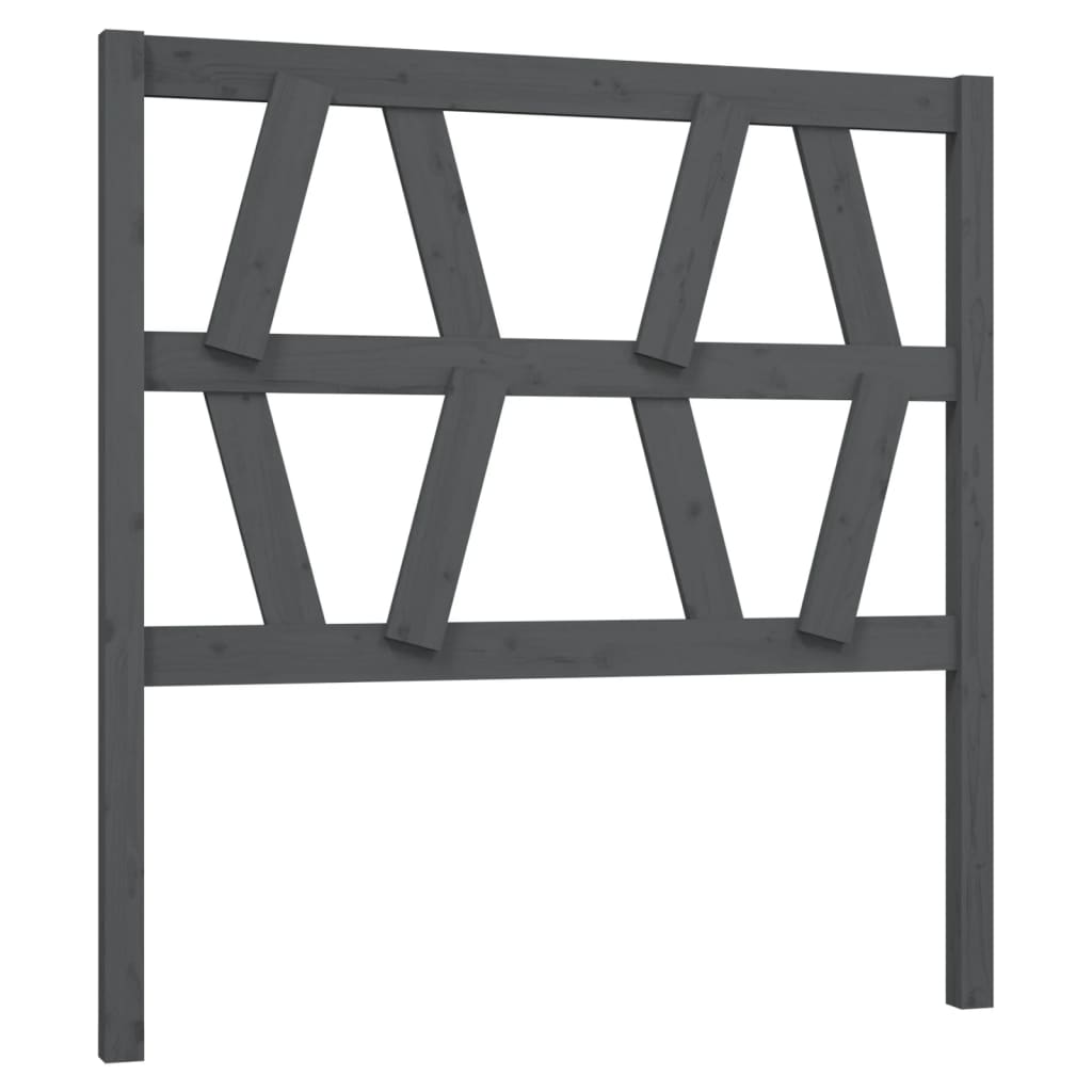 szürke tömör fenyőfa ágyfejtámla 106 x 4 x 100 cm